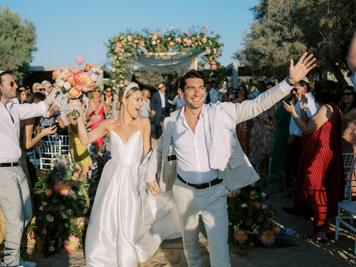 A Floral-Filled Destination Wedding in Paros, Greece, Partly Inspired by Dior's Resort Collection