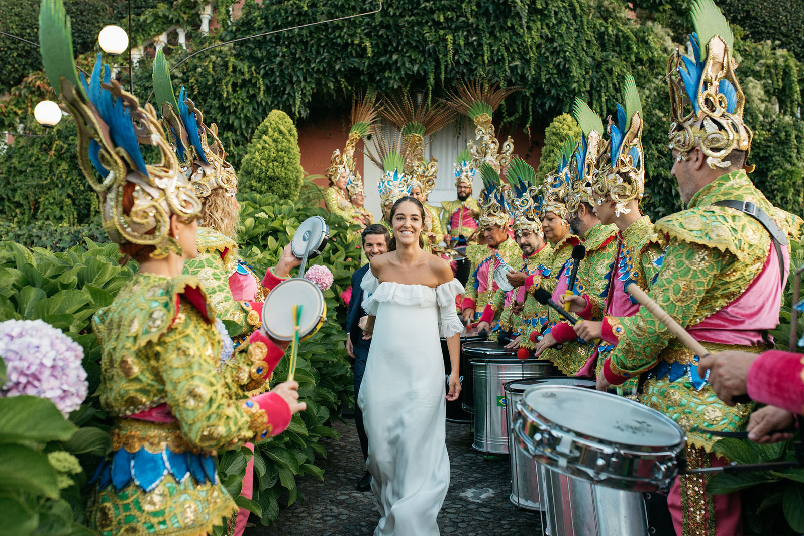 This Couple Danced with a Carnival Comparsa at Their Reception in Tenerife
