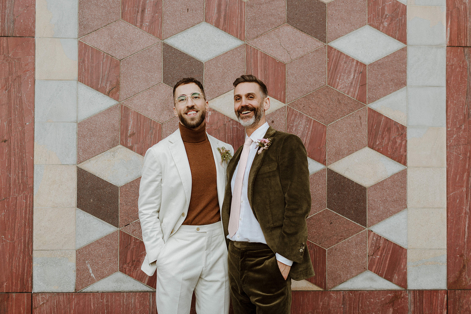 Peter James Hoar and Richard James Makin wore California-Inspired Colors to Their London Wedding