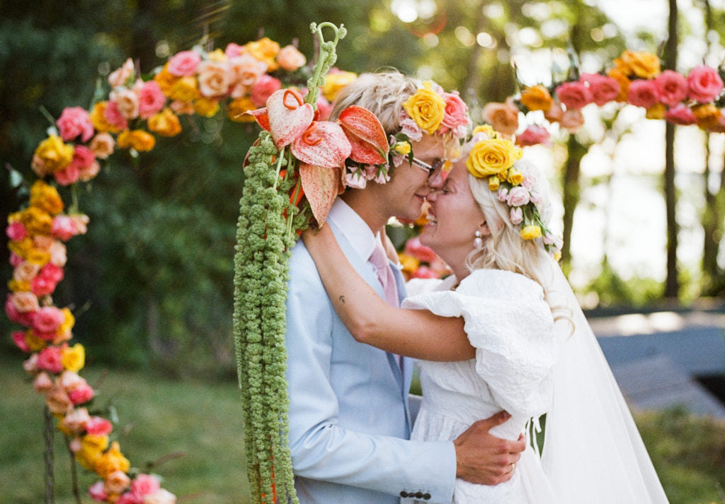 The Bride Wore Cecilie Bahnsen to Her 1960s-Meets-Marie Antoinette Wedding at Sunset Beach