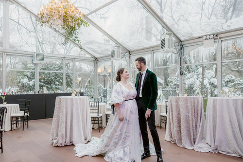 Alexandra Grecco Created a Custom Gown and Coat For Her Sister's Winter Wedding at Tavern On the Green