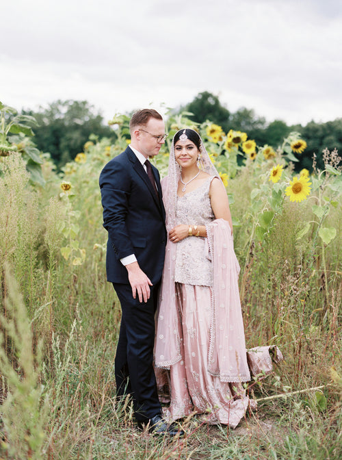The Bride Wore a Tikka Headpiece Crafted by 5 of Her Aunts to Her Summer Micro-Wedding in Michigan