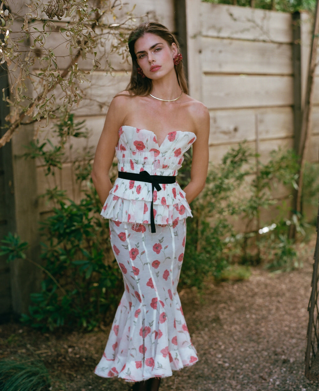 The Madrid Top in Red Poppy Print