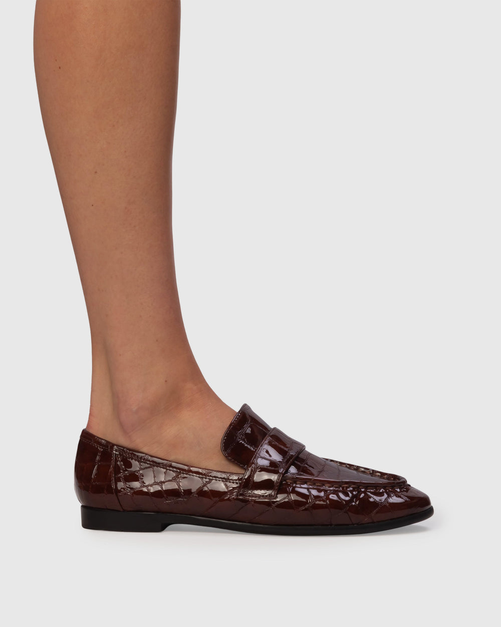 Arrow Loafer in Cinnamon Croc Patent Leather