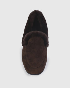 Zora Loafer in Dark Brown Suede / Wool Shearling