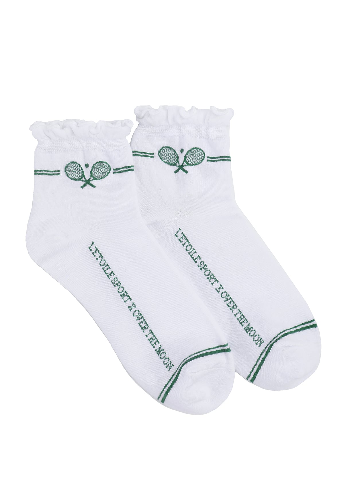 Ruffle Trim Crew Socks in White