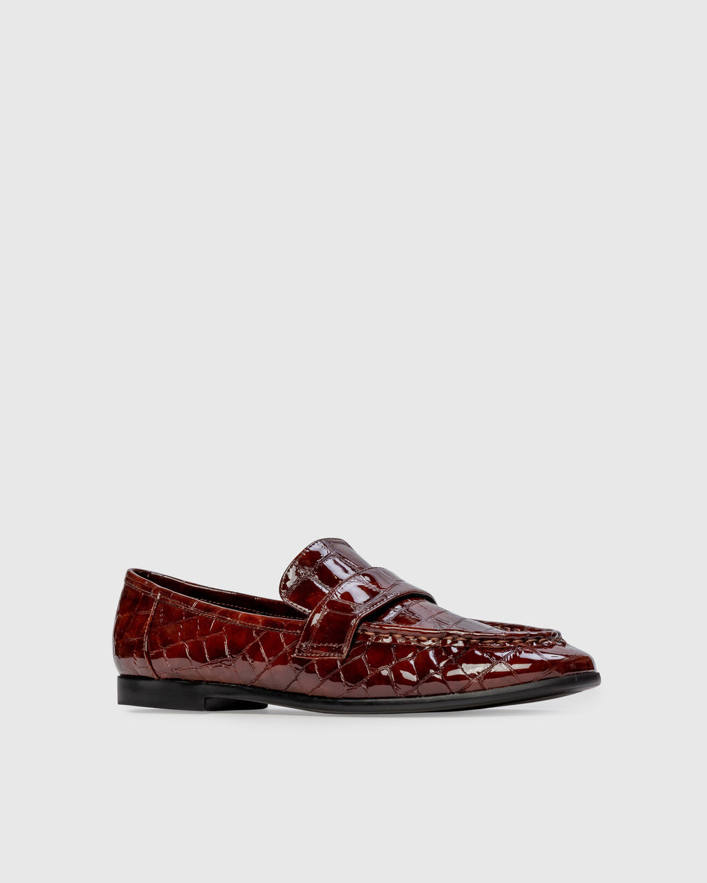 Arrow Loafer in Cinnamon Croc Patent Leather