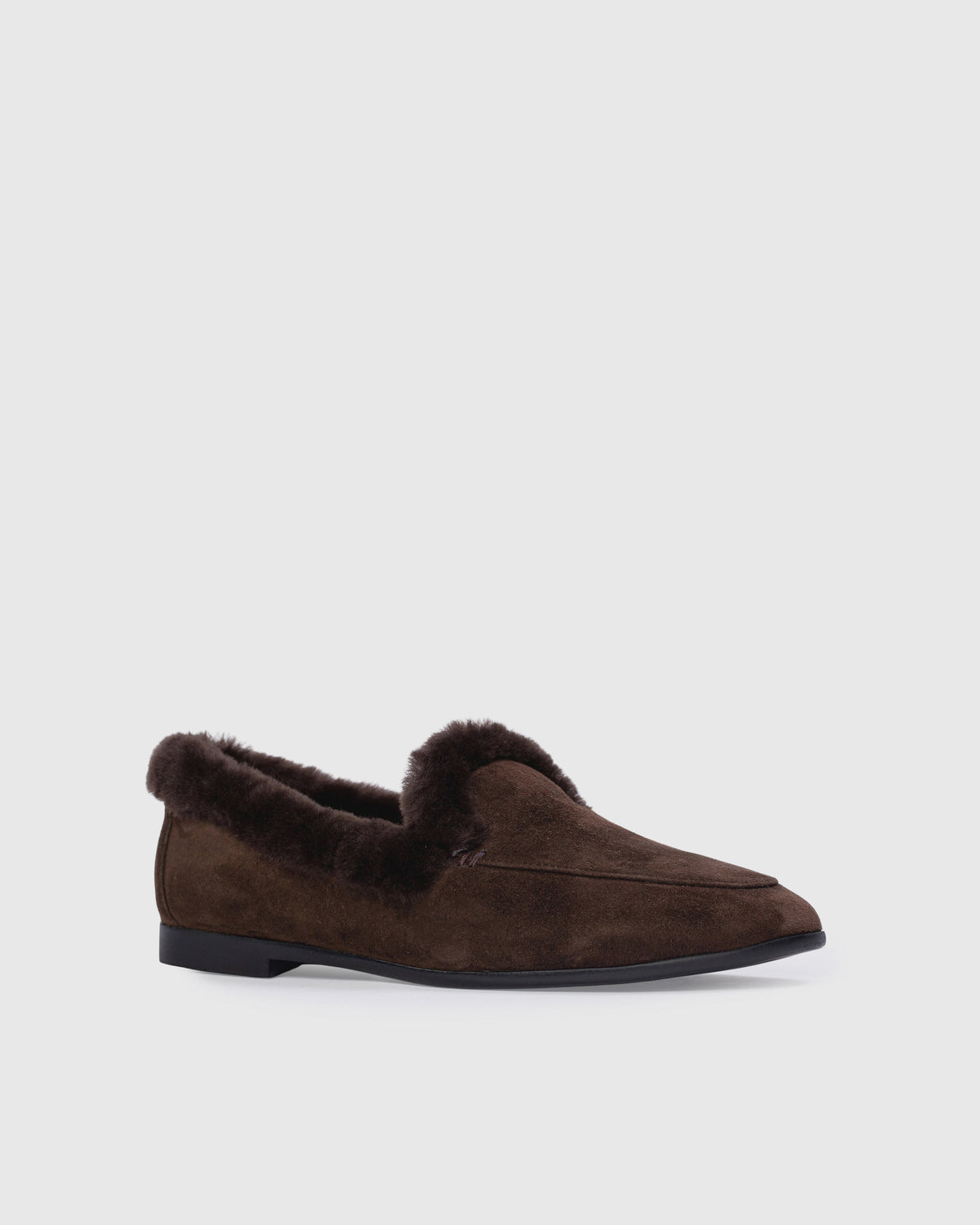 Zora Loafer in Dark Brown Suede / Wool Shearling