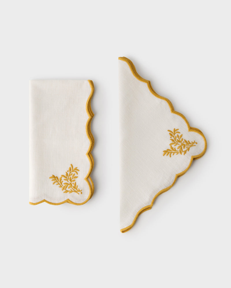 Botanica Embroidered Napkin in Yellow