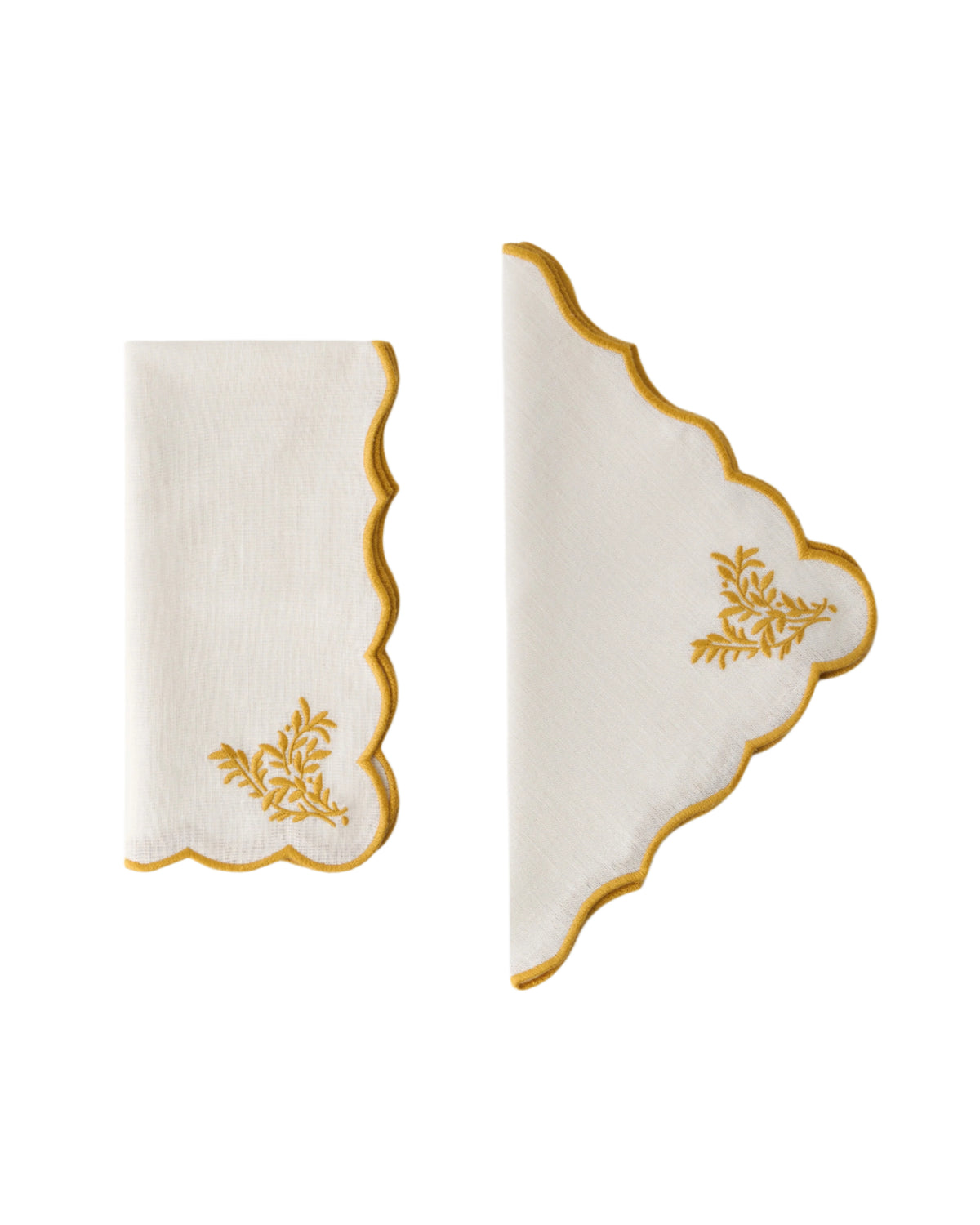 Botanica Embroidered Napkin in Yellow