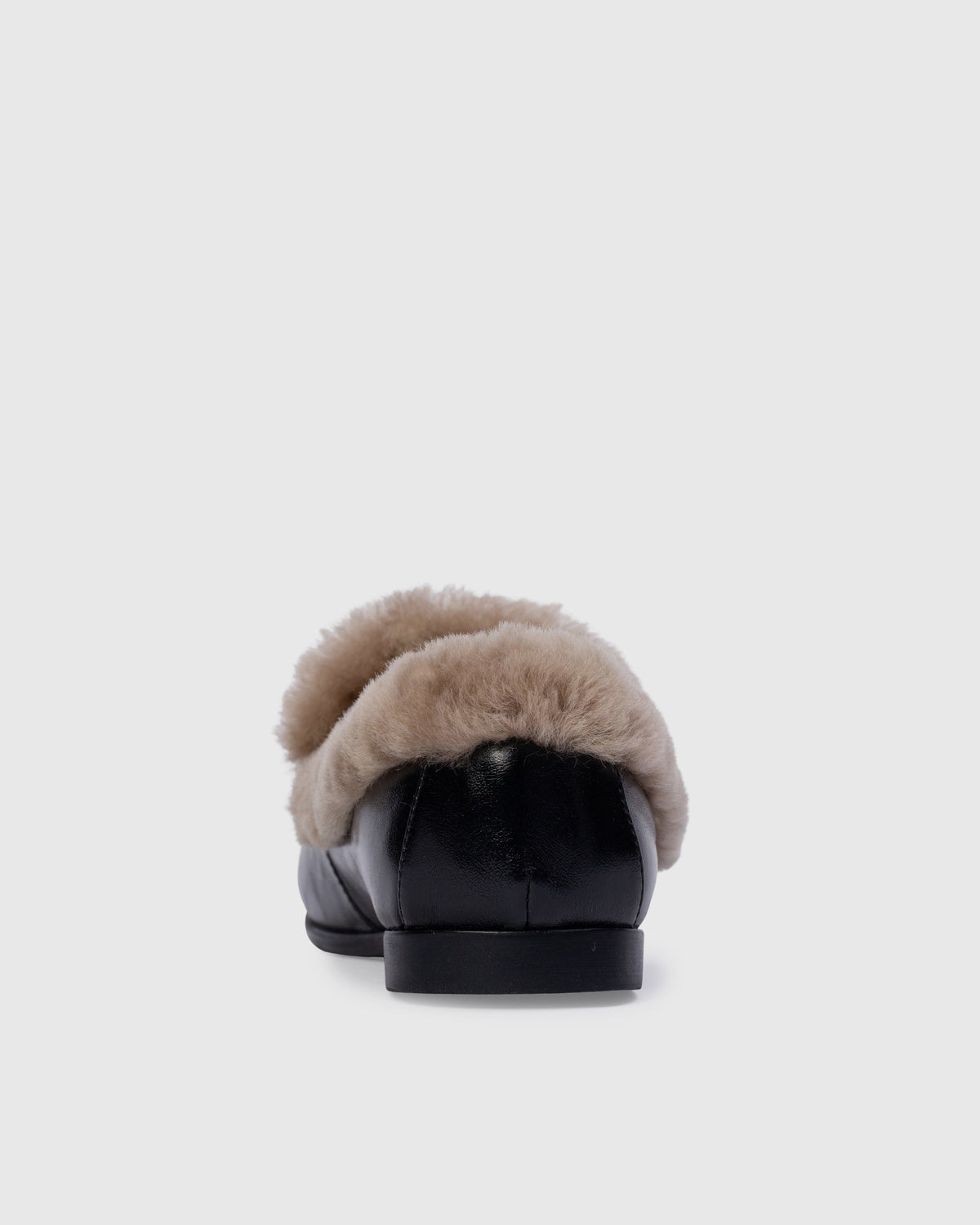 Zora Loafer in Black Shiny Leather & Wool Shearling
