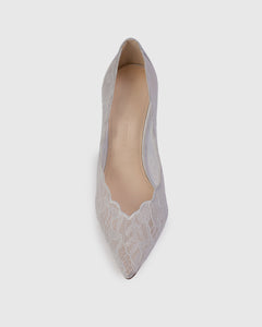Zea 100 Pump in White Scalloped Paisley Lace