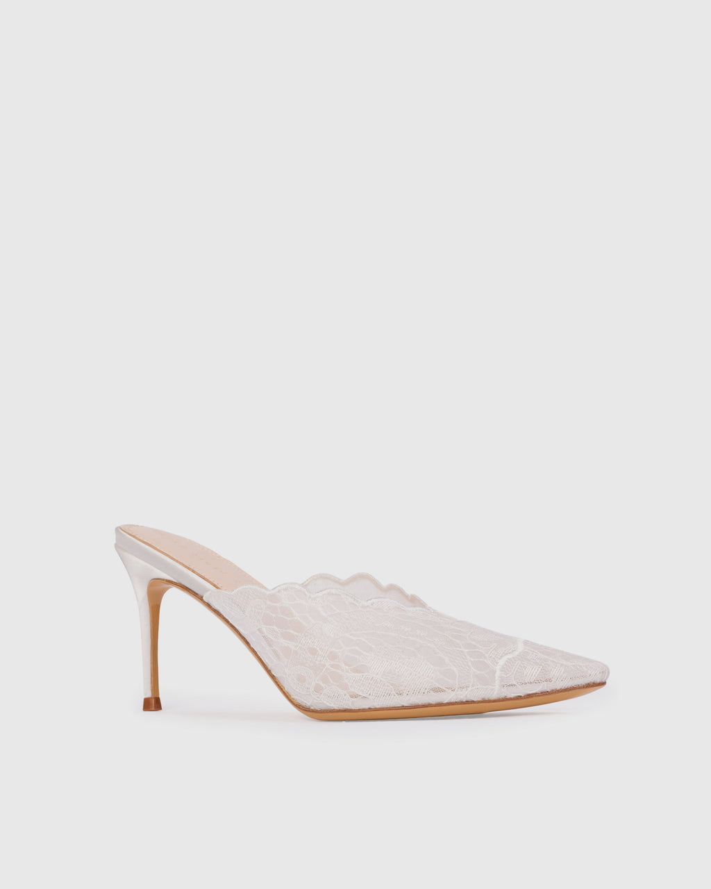 Ash 80 Mule in White Scalloped Paisley Lace