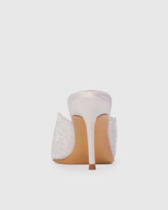 Ash 80 Mule in White Scalloped Paisley Lace