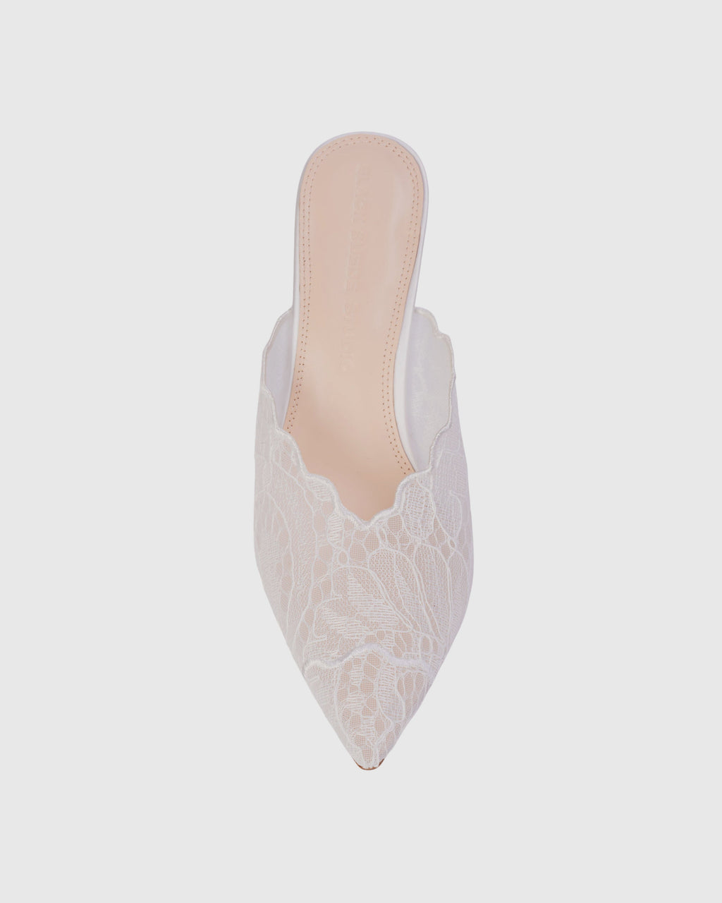 Ash 80 Mule in White Scalloped Paisley Lace