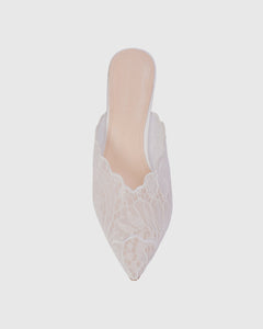 Ash 80 Mule in White Scalloped Paisley Lace