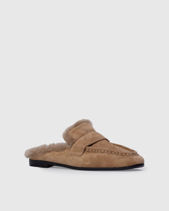 Theo Mule in Latte Suede / Wool Shearling
