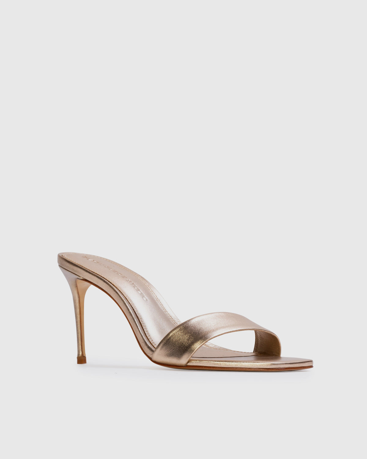 Naomi 80 Mule in Gold Metallic Leather