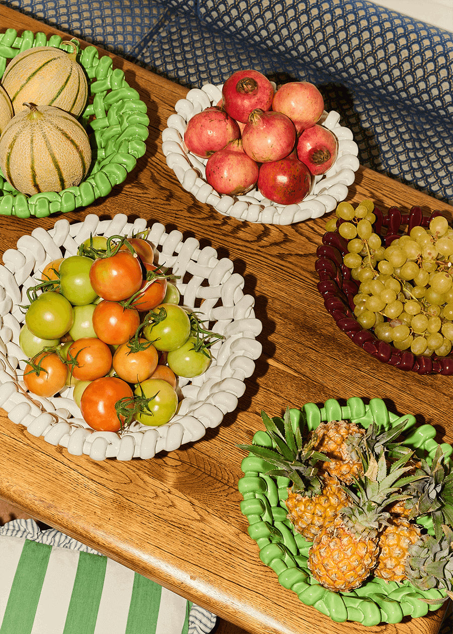 Apple Green Basketweave Bowl
