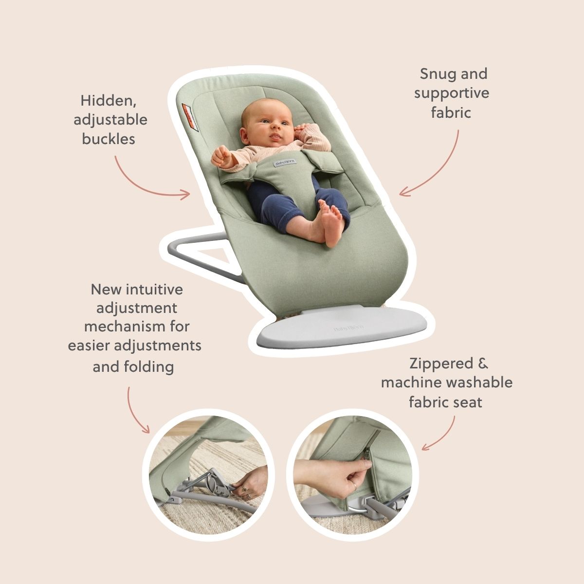 Bouncer Begin in Mesh Cream