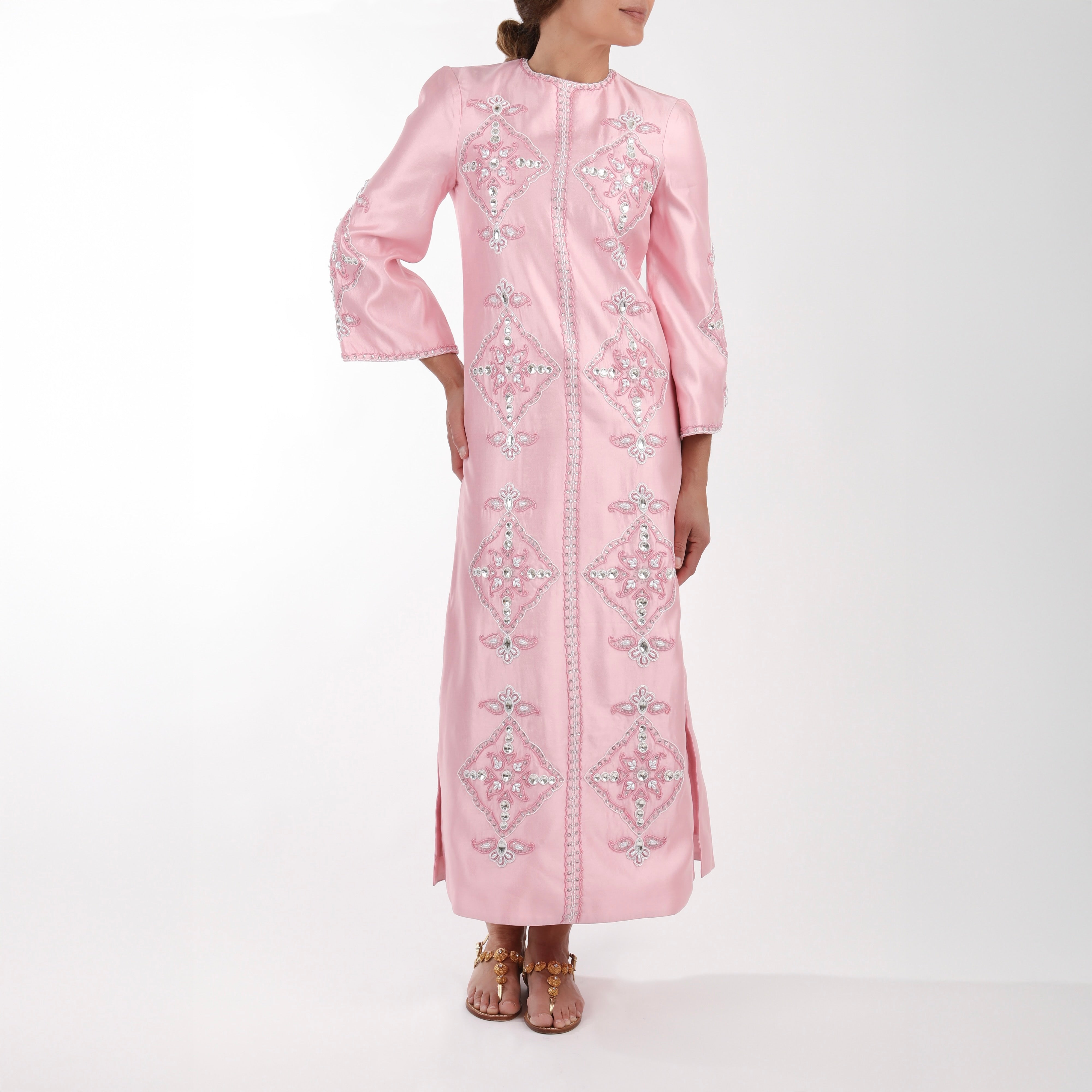 OTM Exclusive: Beaded Clara Caftan in Pink Silk