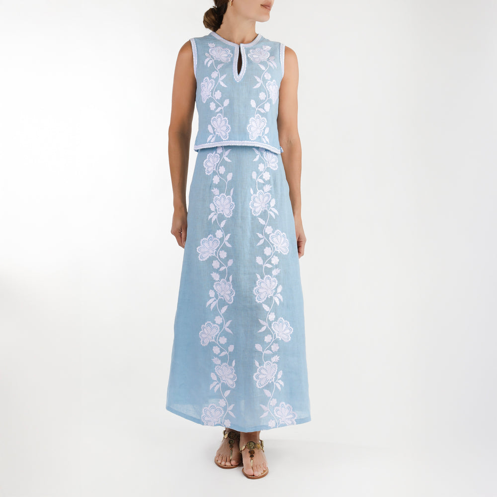 Kasbah Trellis Skirt in Light Blue