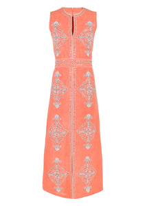 OTM Exclusive: Beaded Clara Dress in Coral