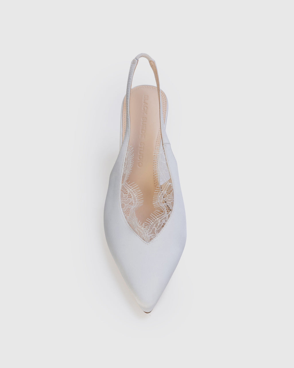 Royale 80 Pump in White Satin/White Lace Trim