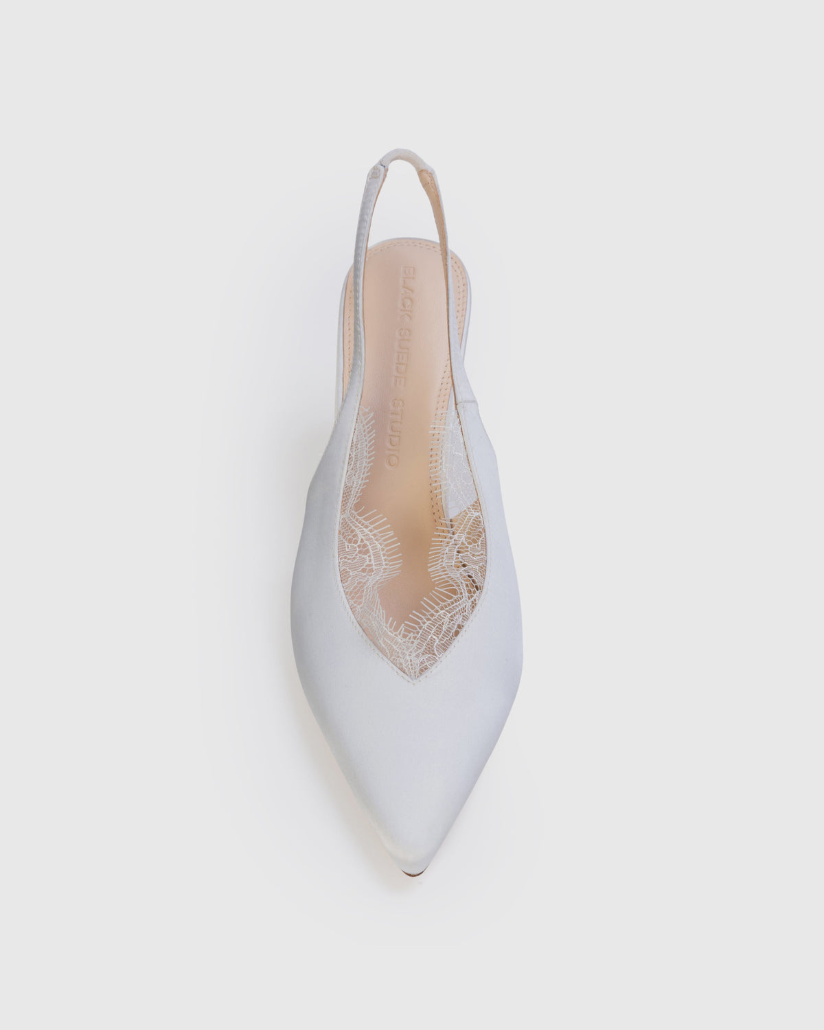 Royale 80 Pump in White Satin/White Lace Trim