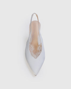 Royale 80 Pump in White Satin/White Lace Trim