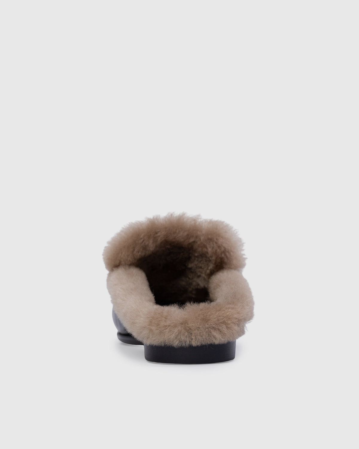 Theo Mule in Black Leather/Caramel Shearling