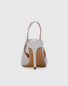 Royale 80 Pump in White Satin/White Lace Trim