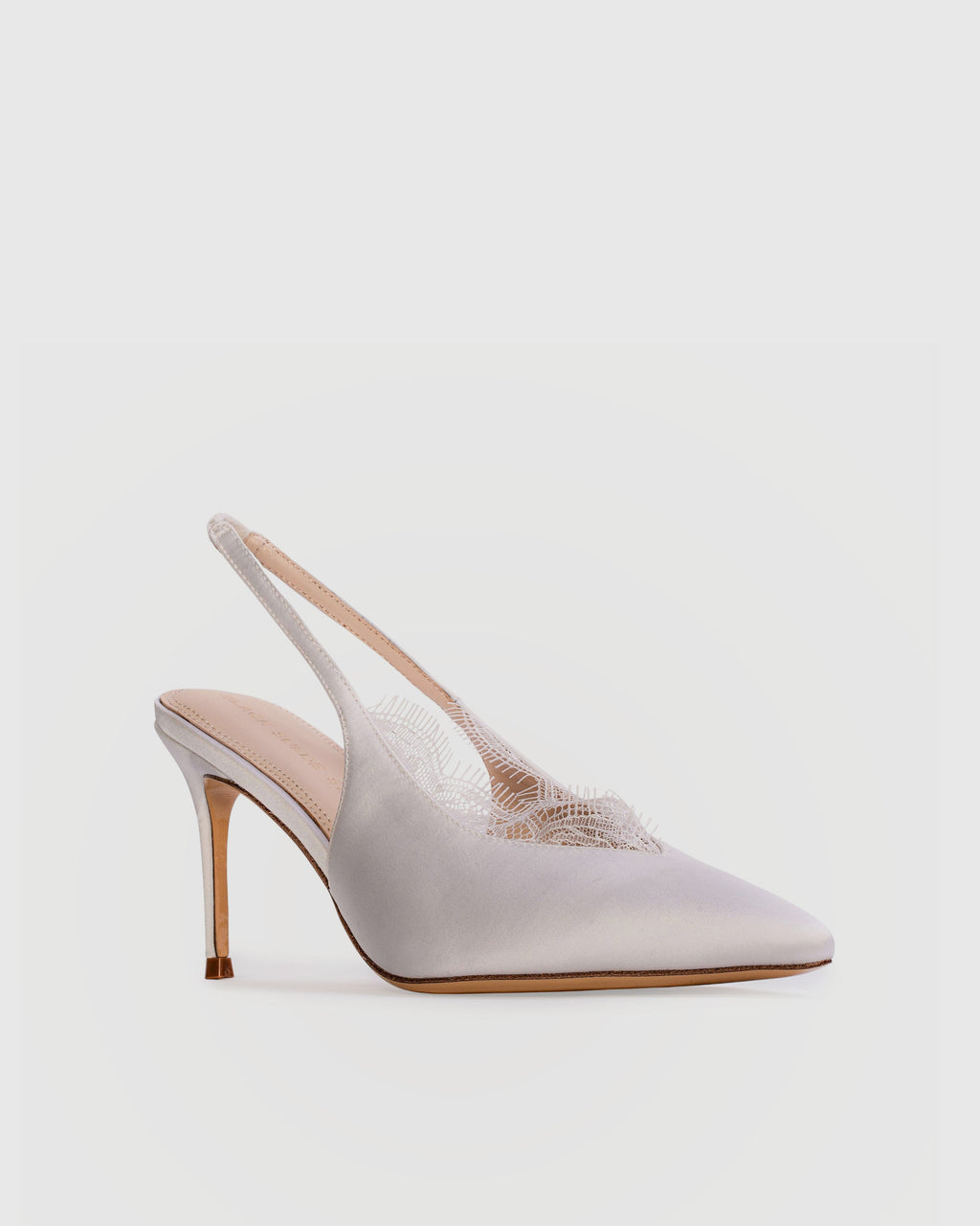 Royale 80 Pump in White Satin/White Lace Trim