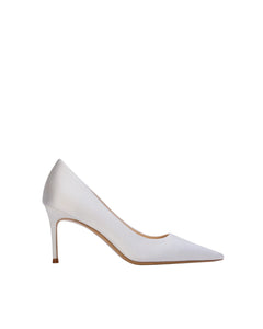 Mia 80 Pump in White Satin