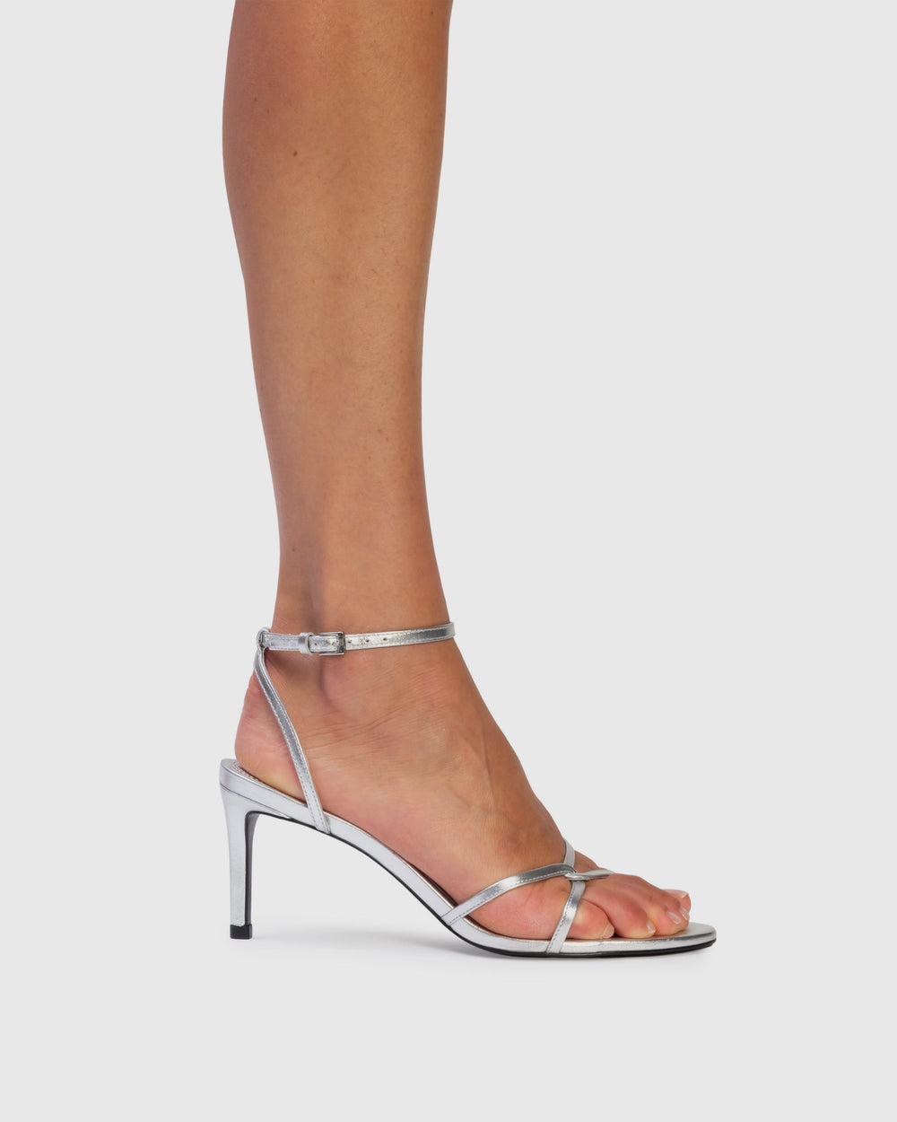 Miley 70 Sandal in Silver Metallic Leather