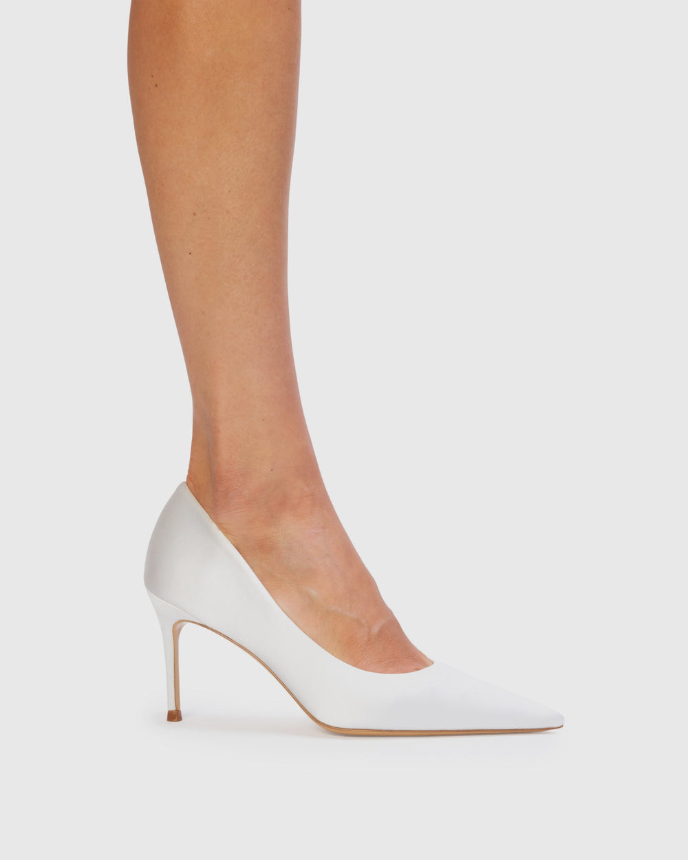 Mia 80 Pump in White Satin