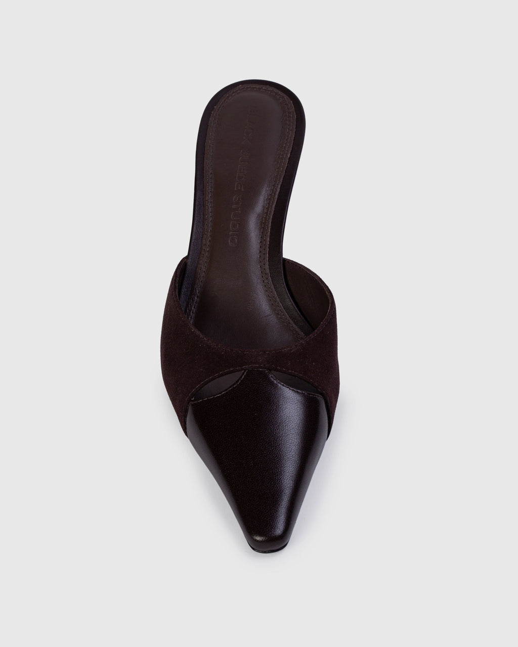 Rue 50 Mule in Hot Fudge Leather / Hot Fudge Suede