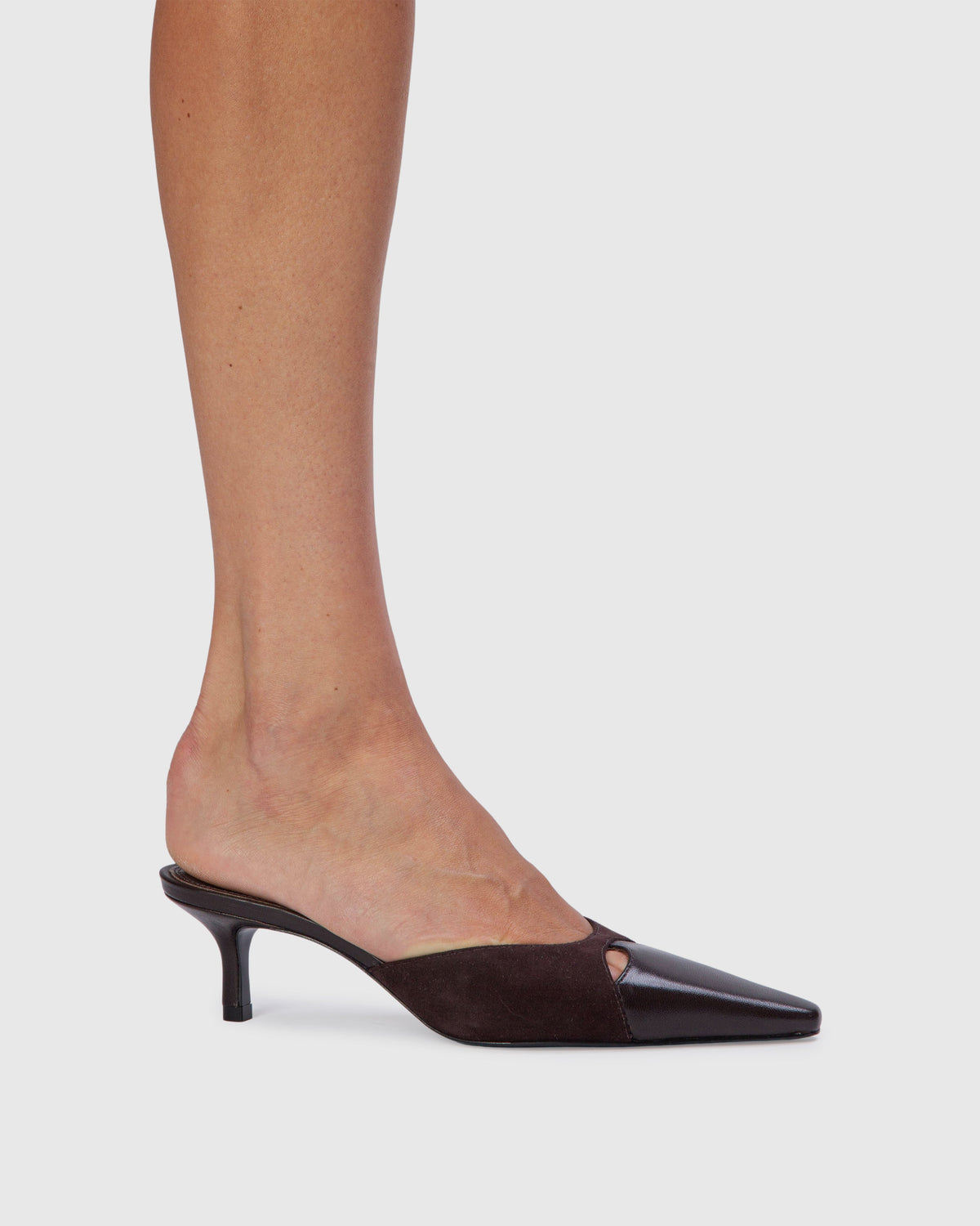 Rue 50 Mule in Hot Fudge Leather / Hot Fudge Suede
