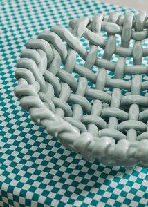 Sky Blue Basketweave Bowl