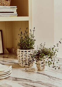 White Basketweave Planter