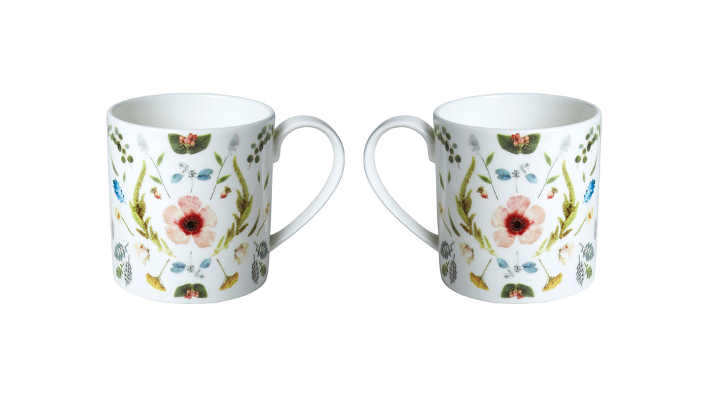 Scandinavian Floral Set of Two, Mugs