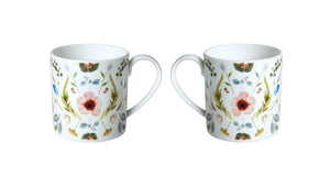 Scandinavian Floral Set of Two, Mugs