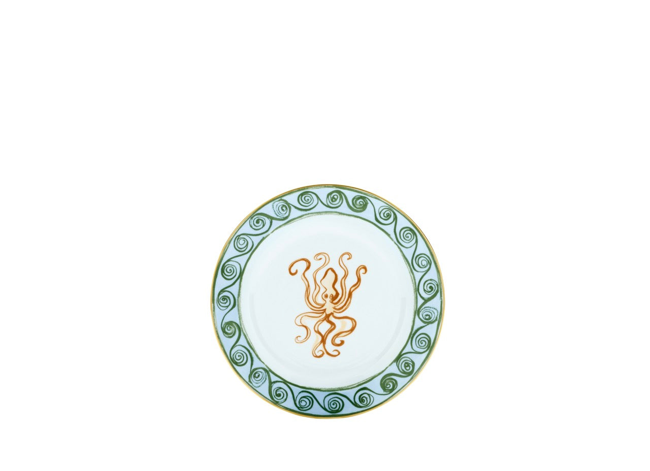 Ill Viaggio Di Nettuno Dessert Plate in Brown & Light Blue