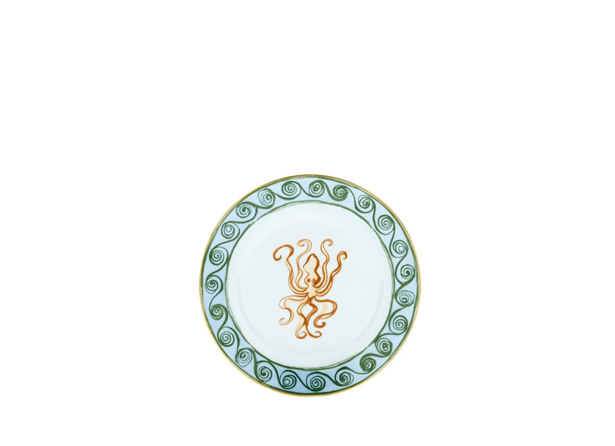 Ill Viaggio Di Nettuno Dessert Plate in Brown & Light Blue