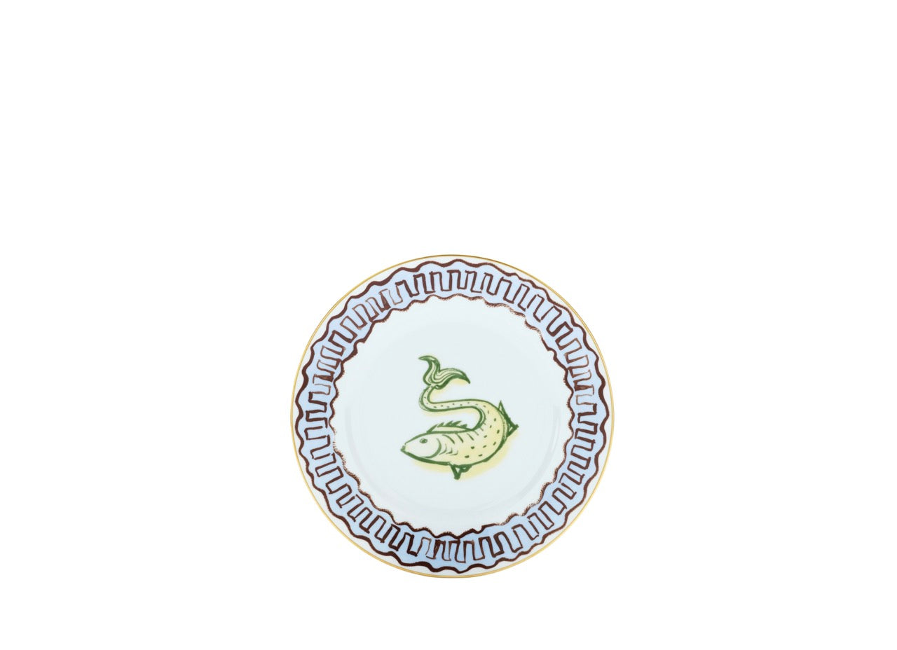 Ill Viaggio Di Nettuno Dessert Plate in Light Blue & Yellow