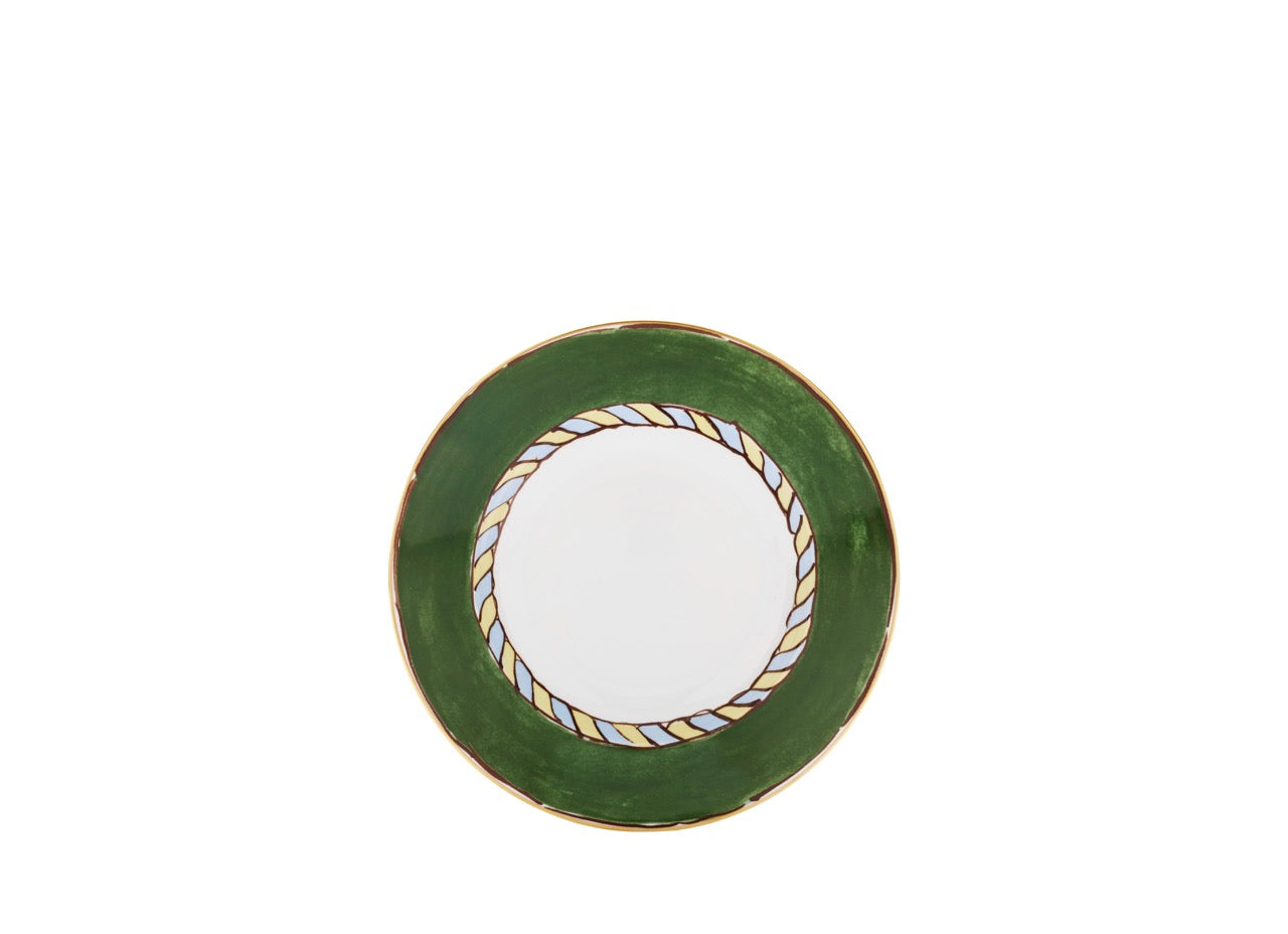 Ill Viaggio Di Nettuno Soup Plate in Green & Yellow