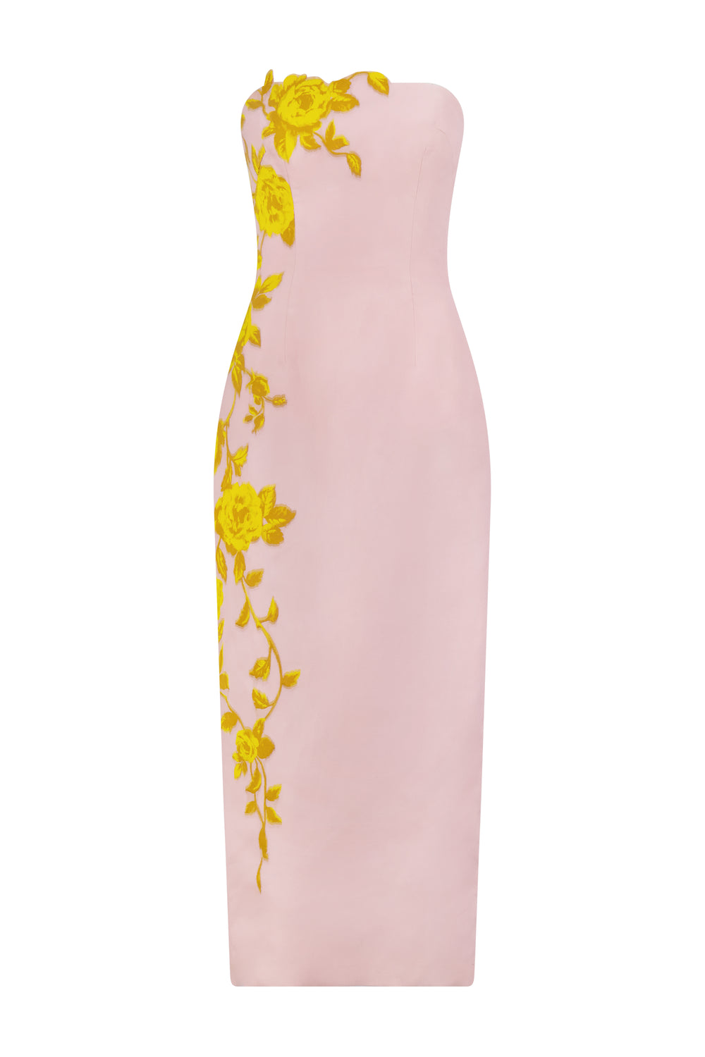 Rose Fil Coupe Strapless Dress in Peony/Sunflower