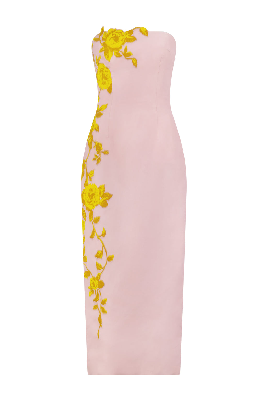 Rose Fil Coupe Strapless Dress in Peony/Sunflower