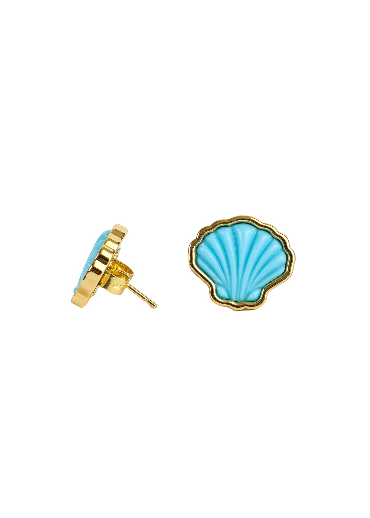 OTM Exclusive: Sankaty Scallop Stud Earrings in Turquoise