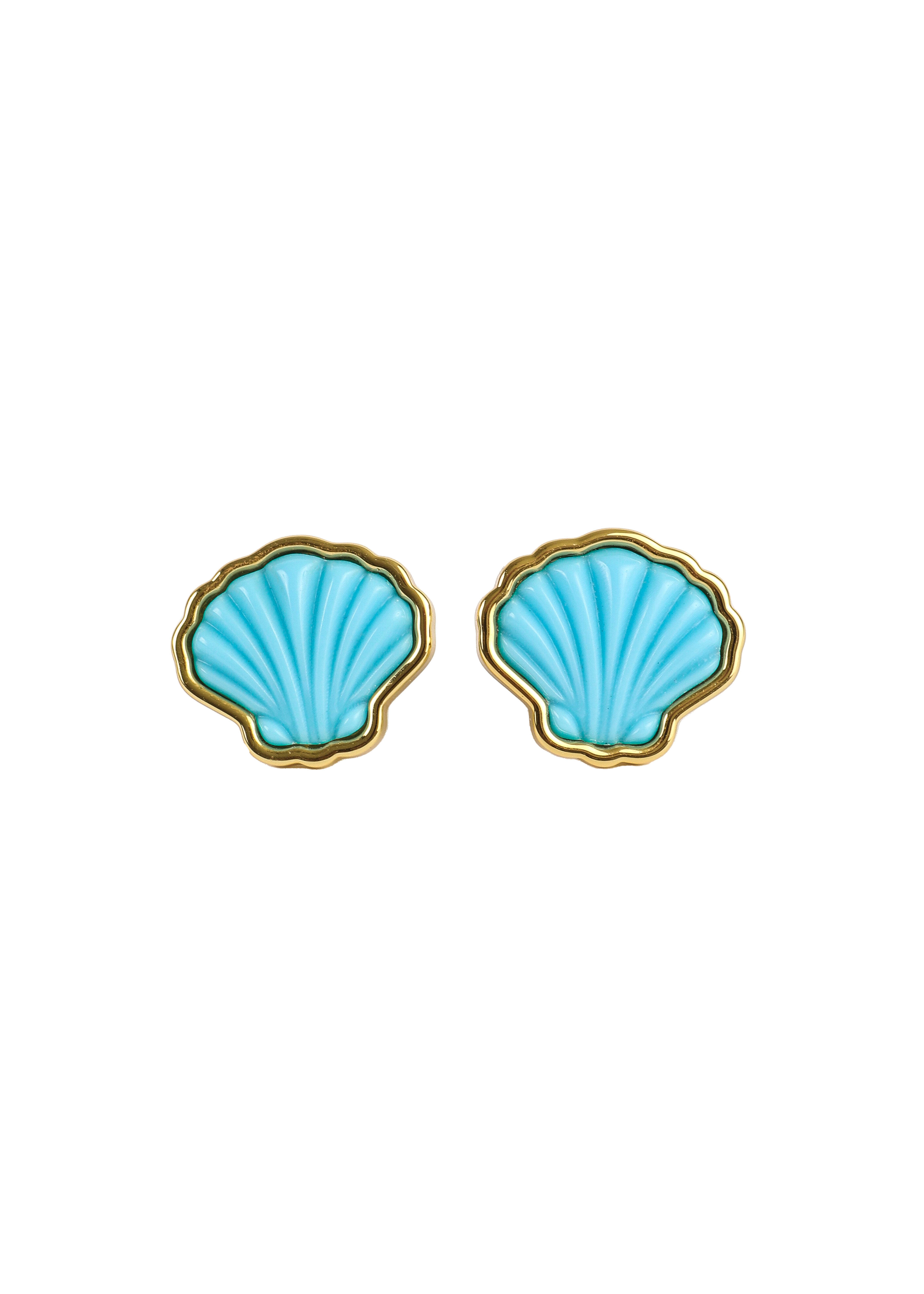 OTM Exclusive: Sankaty Scallop Stud Earrings in Turquoise